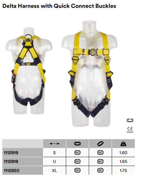 3m Dbi Sala Delta Harness With Quick Connect Buckles Keison Products